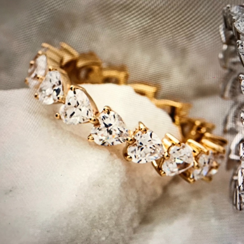 Diamonique Heart Eternity Band Ring